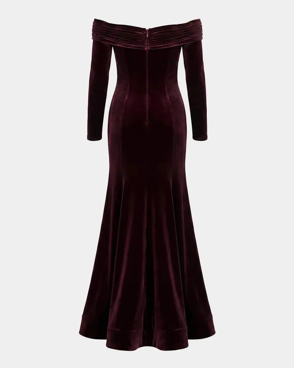 Mac Duggal Velvet Off-The-Shoulder Mermaid Gown | Thumbnail 5 Mac Duggal Velvet Off-The-Shoulder Mermaid Gown | Thumbnail 5
