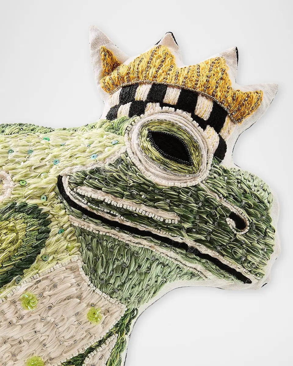 MacKenzie-Childs Embroidered Frog Throw Pillow, 15" x 17" | Thumbnail 2 MacKenzie-Childs Embroidered Frog Throw Pillow, 15" x 17" | Thumbnail 2