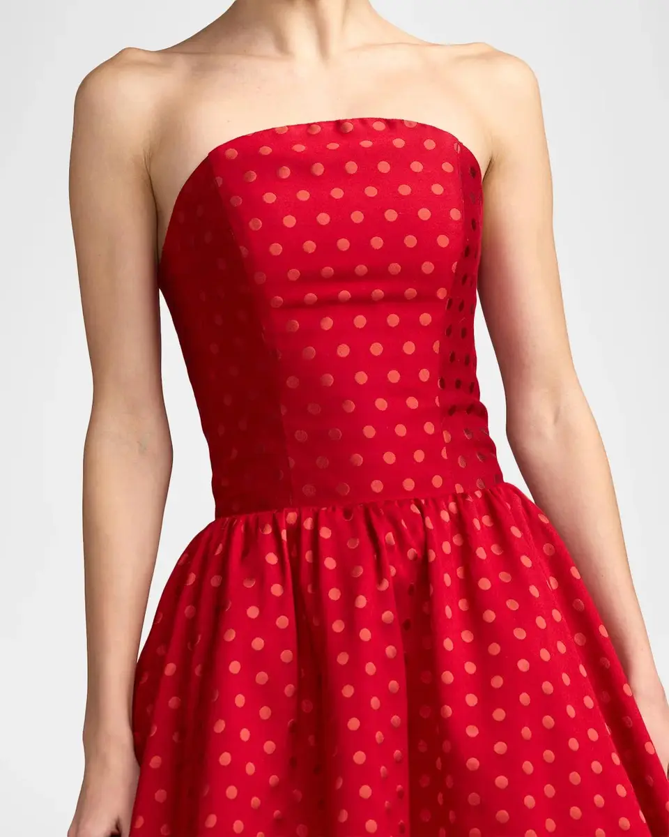 Mac Duggal Polka Dot Brocade Strapless Midi Dress | Thumbnail 4 Mac Duggal Polka Dot Brocade Strapless Midi Dress | Thumbnail 4