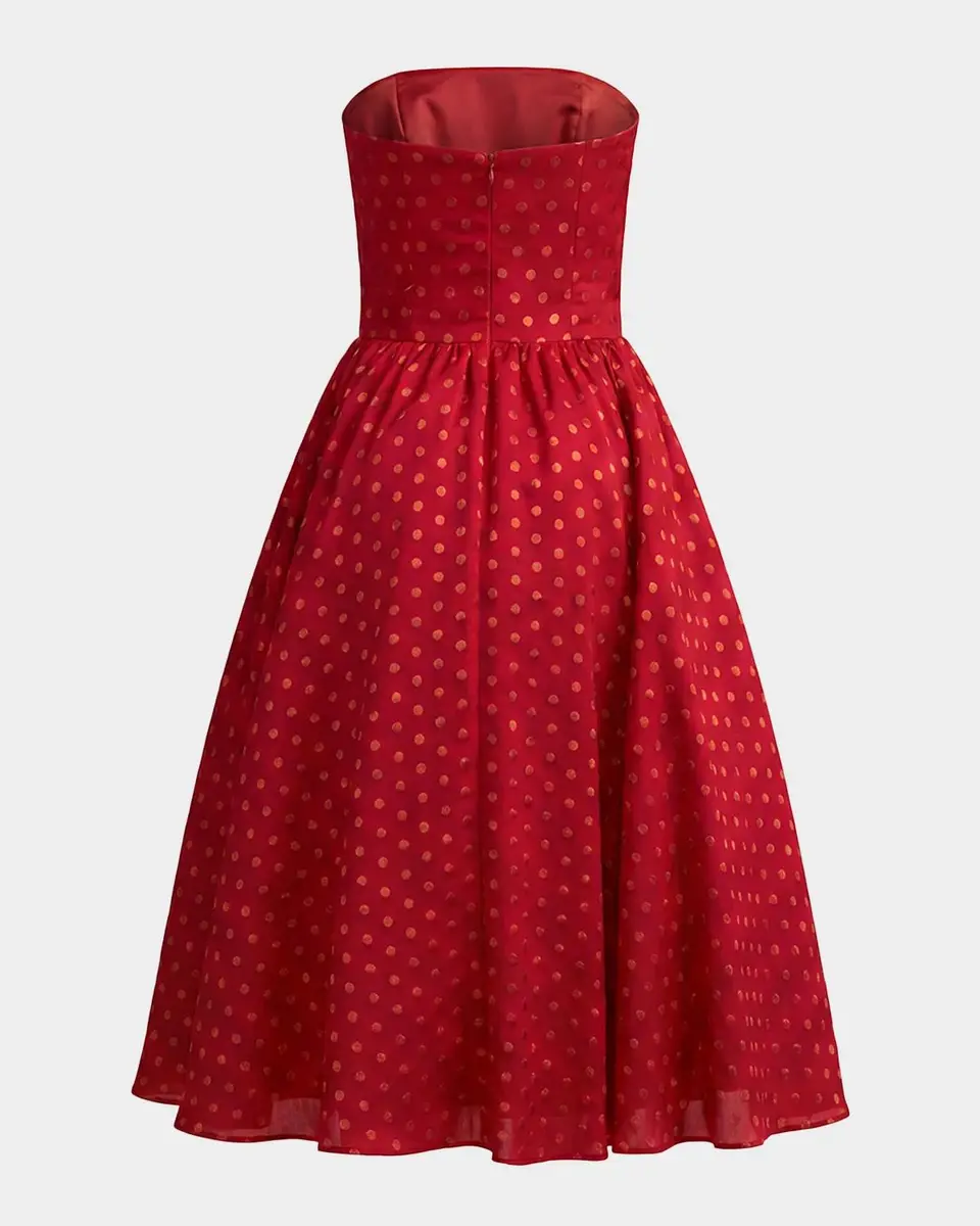 Mac Duggal Polka Dot Brocade Strapless Midi Dress | Thumbnail 5 Mac Duggal Polka Dot Brocade Strapless Midi Dress | Thumbnail 5