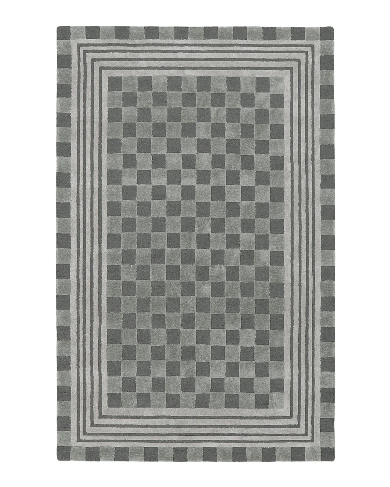 MacKenzie-Childs Sage Green Tonal Check Rug, 5 ' x 8 '