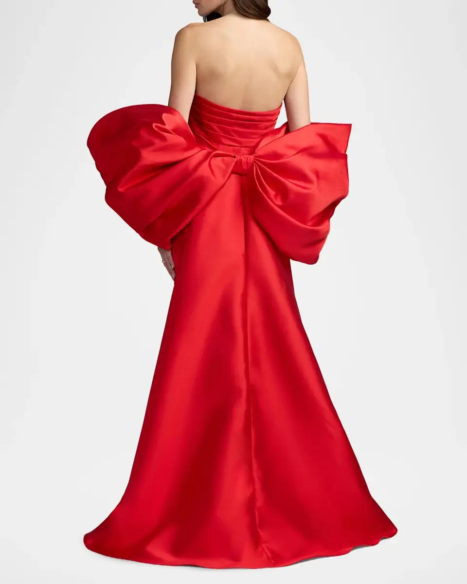 Mac Duggal Oversized Bow Satin Gown | Thumbnail 3 Mac Duggal Oversized Bow Satin Gown | Thumbnail 3