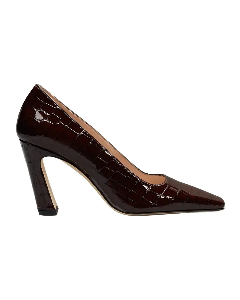Stuart Weitzman Stassi 85MM Croc-Embossed Patent Leather Pumps | Image 1 Stuart Weitzman Stassi 85MM Croc-Embossed Patent Leather Pumps | Image 1