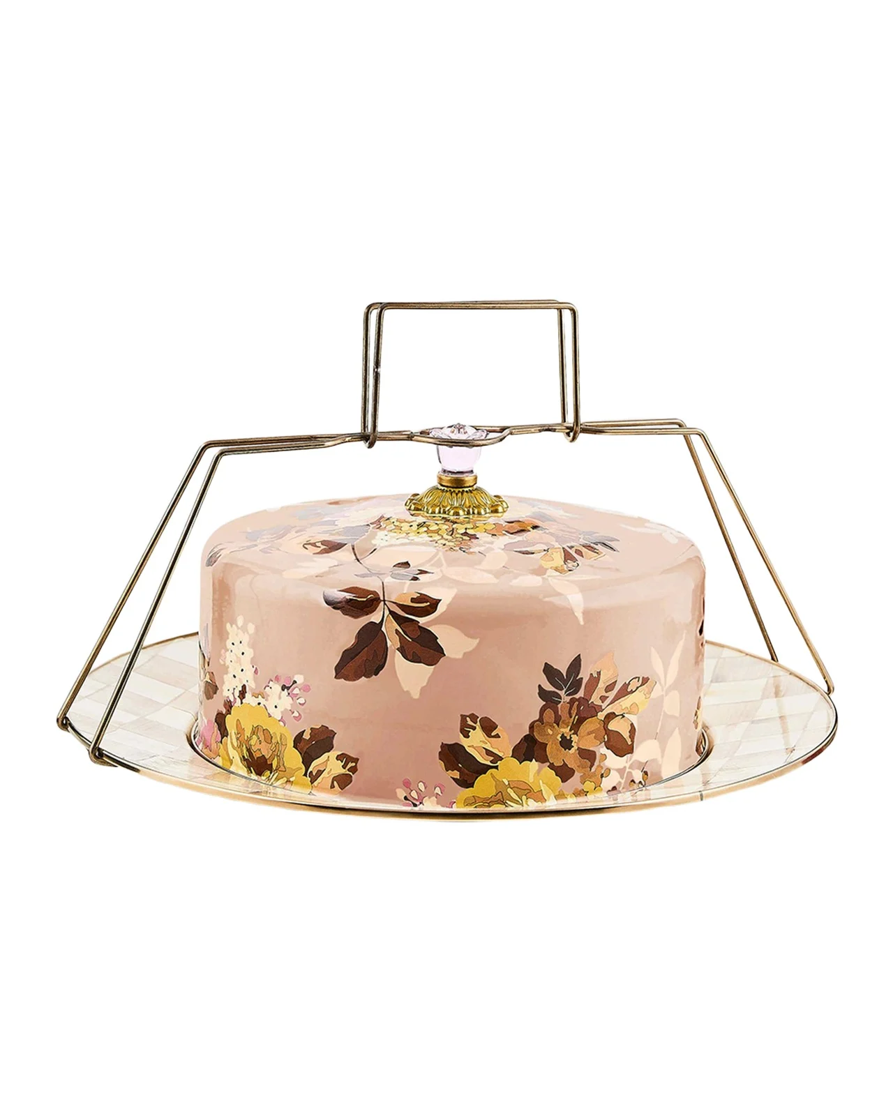 MacKenzie-Childs Wild Rose Mauve Cake Carrier