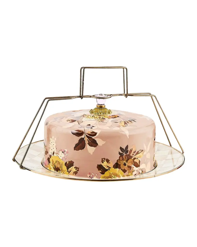 MacKenzie-Childs Wild Rose Mauve Cake Carrier