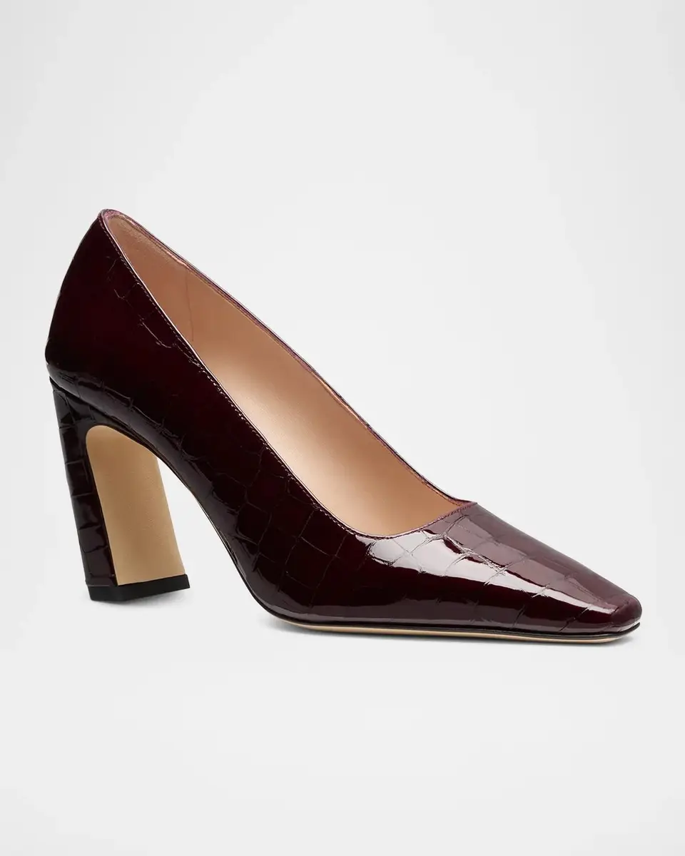 Stuart Weitzman Stassi 85MM Croc-Embossed Patent Leather Pumps | Thumbnail 2 Stuart Weitzman Stassi 85MM Croc-Embossed Patent Leather Pumps | Thumbnail 2