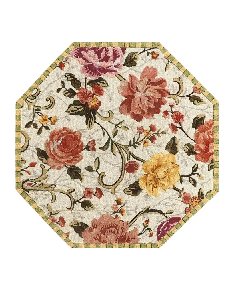 MacKenzie-Childs Golden Peonies Rug, 6 ' Octagon | Image 1 MacKenzie-Childs Golden Peonies Rug, 6 ' Octagon | Image 1