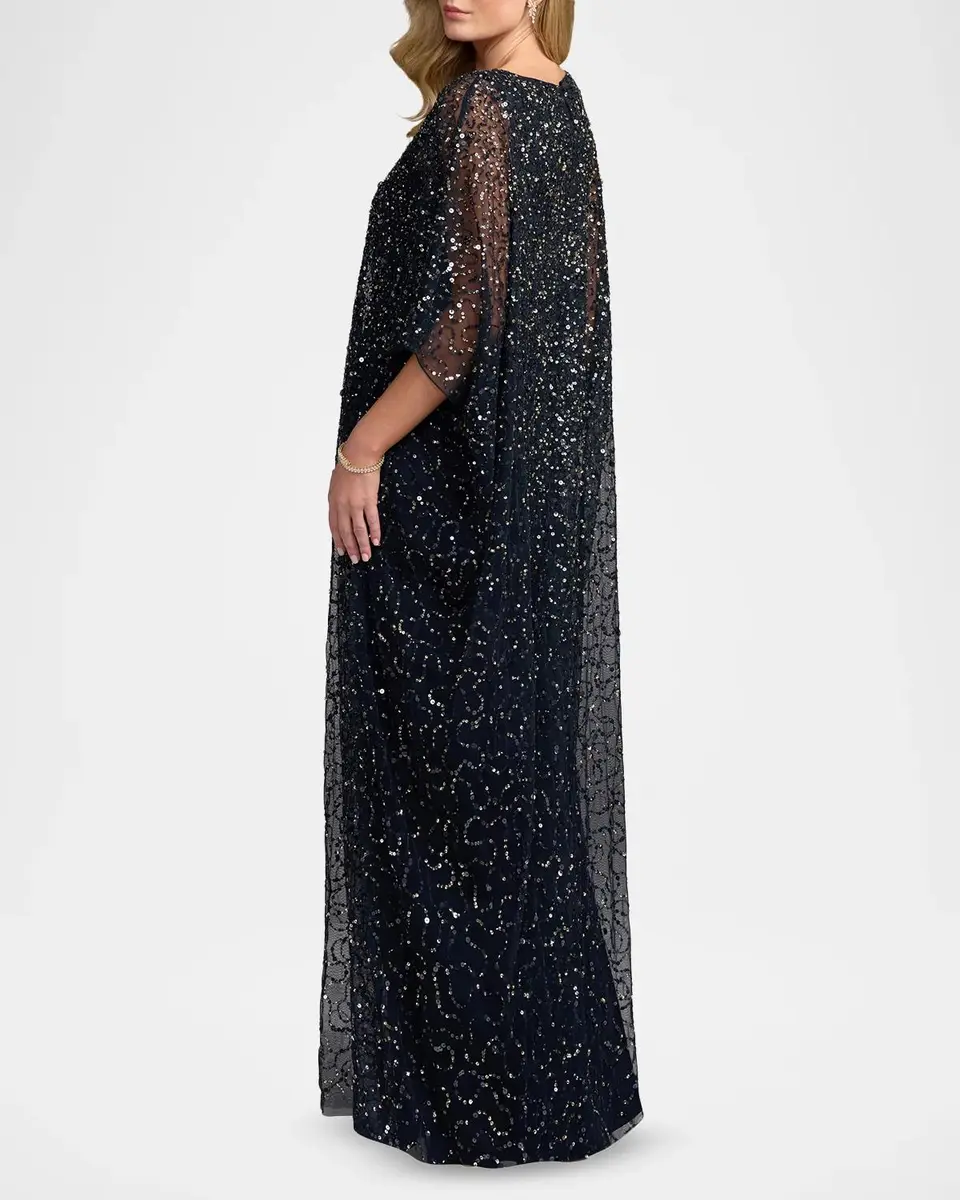 Mac Duggal Embellished Mesh Caftan Maxi Dress | Thumbnail 3 Mac Duggal Embellished Mesh Caftan Maxi Dress | Thumbnail 3