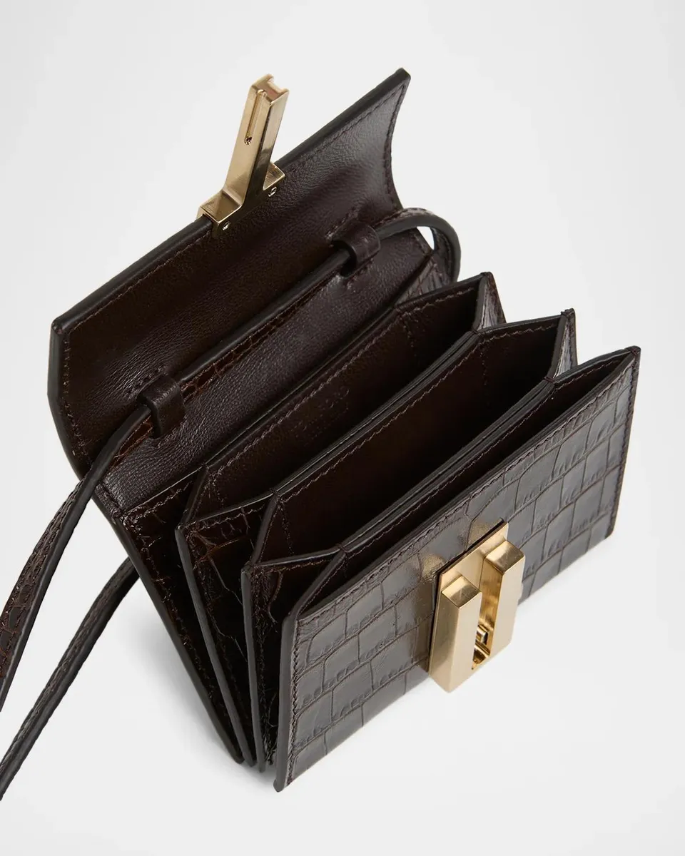 Tom Ford Mia Croc-Embossed Leather Crossbody Card Holder | Thumbnail 4 Tom Ford Mia Croc-Embossed Leather Crossbody Card Holder | Thumbnail 4