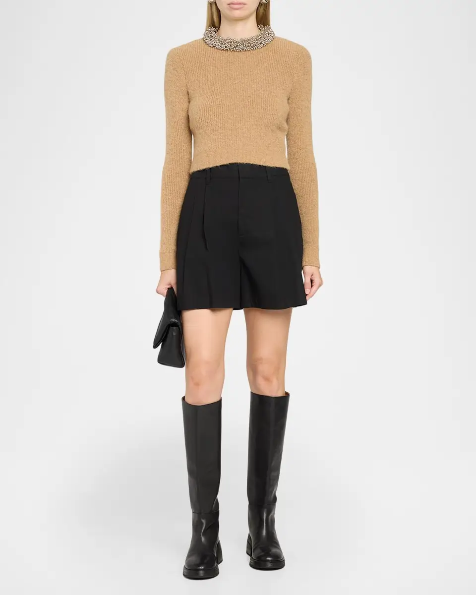 Self-Portrait Beaded Trim Cropped Knit Sweater | Thumbnail 2 Self-Portrait Beaded Trim Cropped Knit Sweater | Thumbnail 2