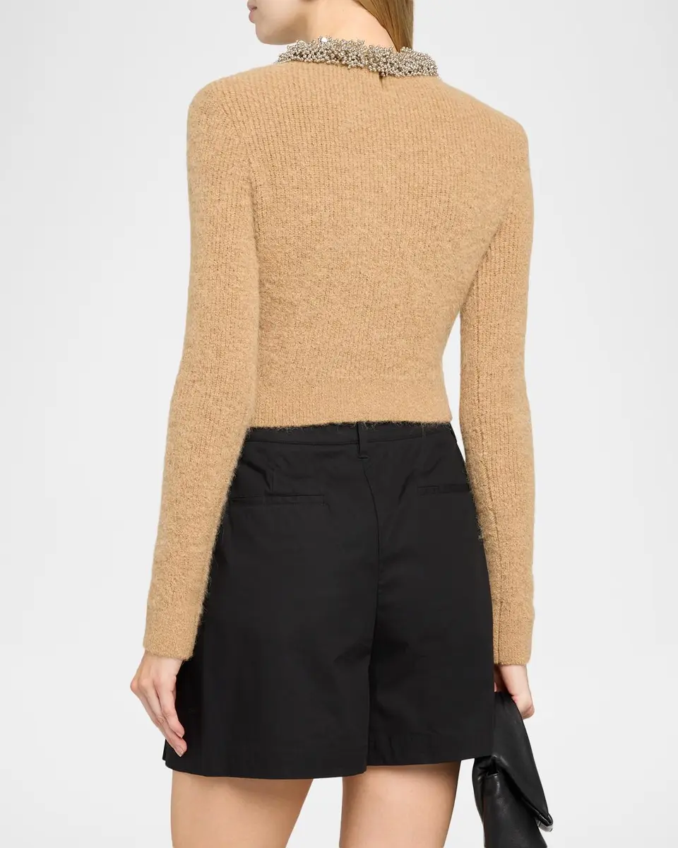 Self-Portrait Beaded Trim Cropped Knit Sweater | Thumbnail 3 Self-Portrait Beaded Trim Cropped Knit Sweater | Thumbnail 3