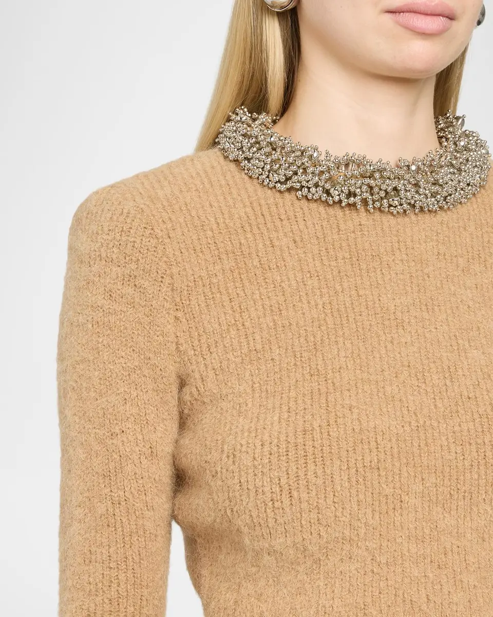 Self-Portrait Beaded Trim Cropped Knit Sweater | Thumbnail 5 Self-Portrait Beaded Trim Cropped Knit Sweater | Thumbnail 5
