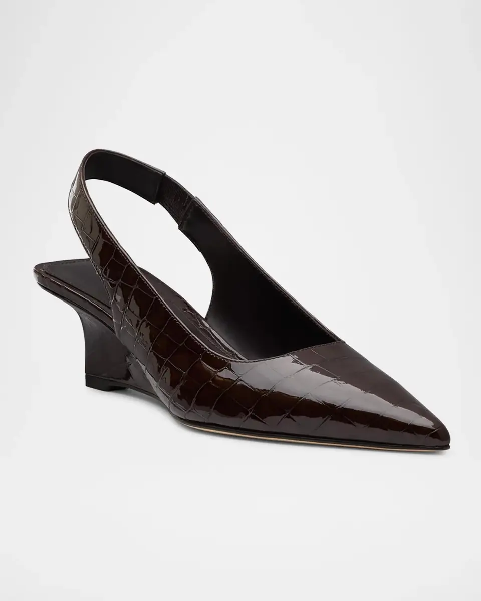 Stuart Weitzman Vinnie 50MM Croc-Embossed Leather Slingback Sandals | Thumbnail 2 Stuart Weitzman Vinnie 50MM Croc-Embossed Leather Slingback Sandals | Thumbnail 2