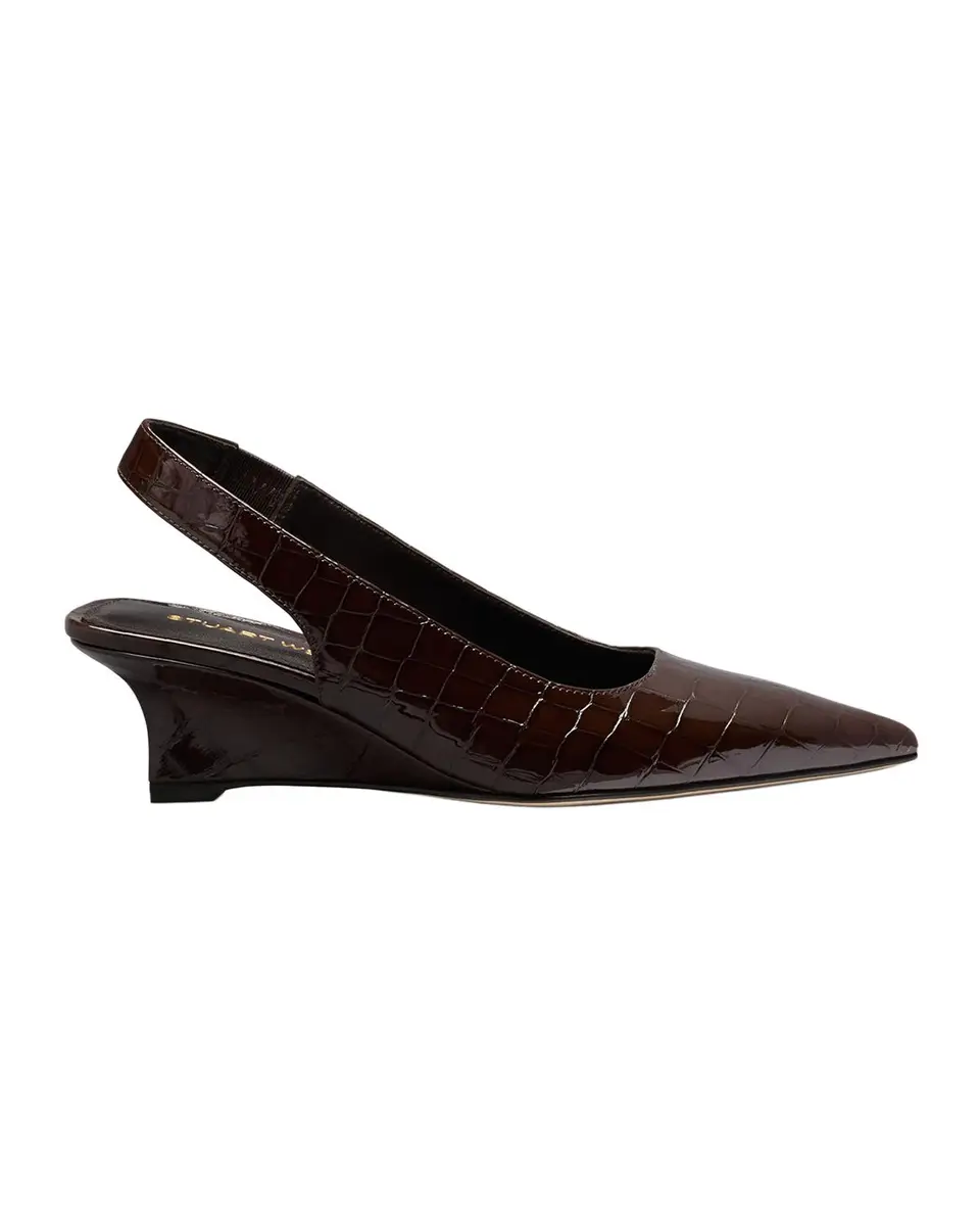 Stuart Weitzman Vinnie 50MM Croc-Embossed Leather Slingback Sandals | Thumbnail 3 Stuart Weitzman Vinnie 50MM Croc-Embossed Leather Slingback Sandals | Thumbnail 3