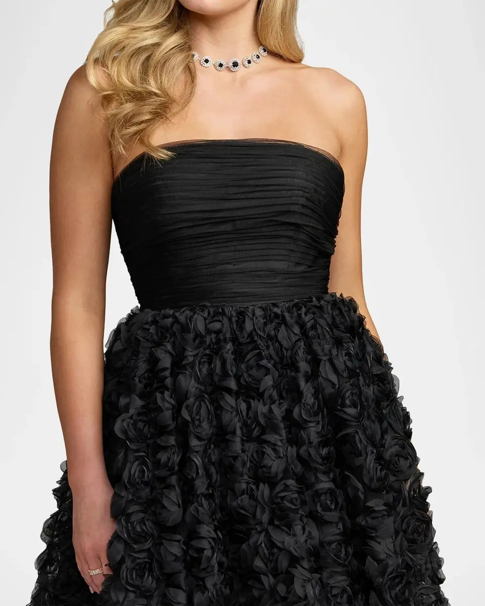 Mac Duggal Strapless Rosette Lace Ballgown | Thumbnail 4 Mac Duggal Strapless Rosette Lace Ballgown | Thumbnail 4