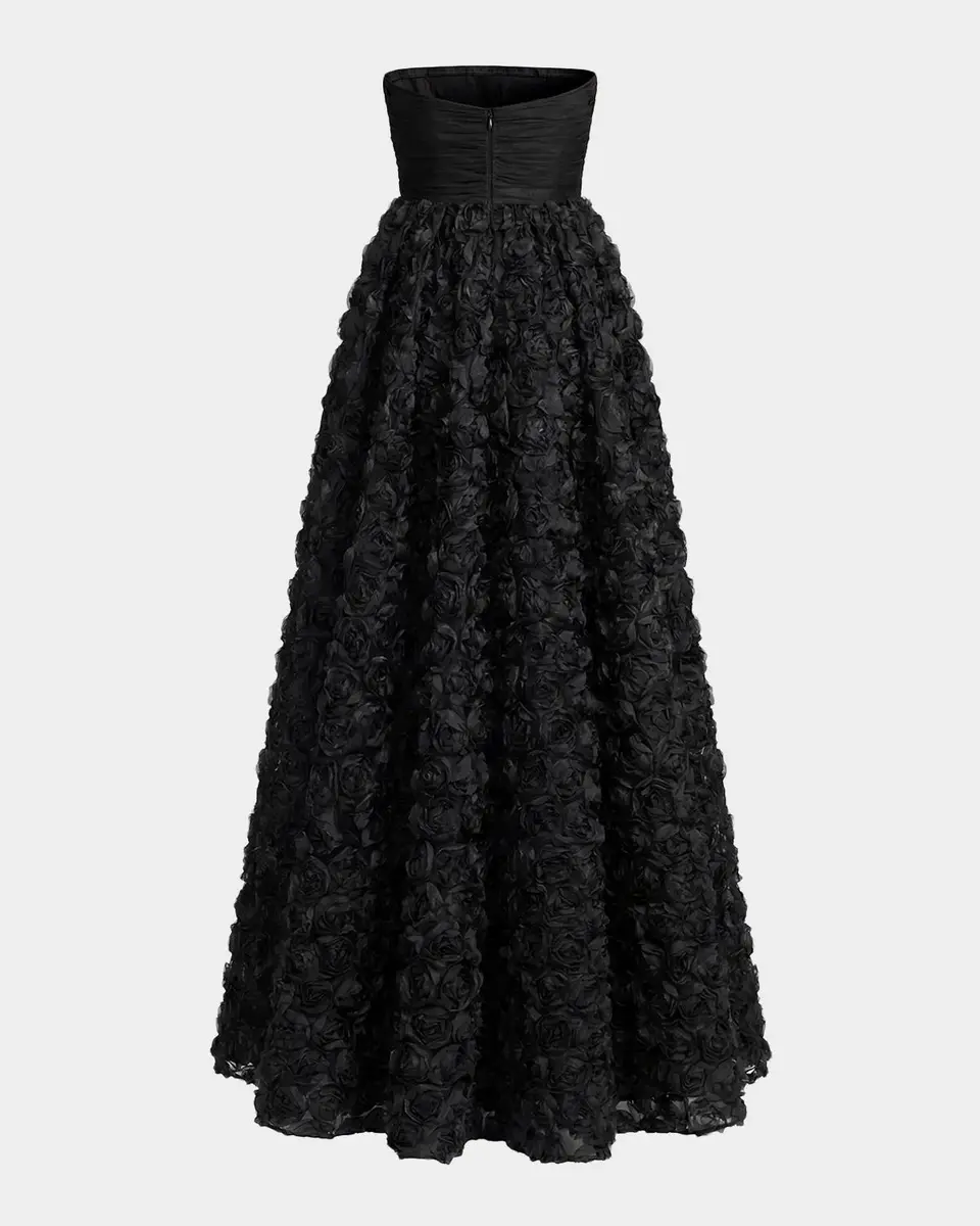 Mac Duggal Strapless Rosette Lace Ballgown | Thumbnail 5 Mac Duggal Strapless Rosette Lace Ballgown | Thumbnail 5