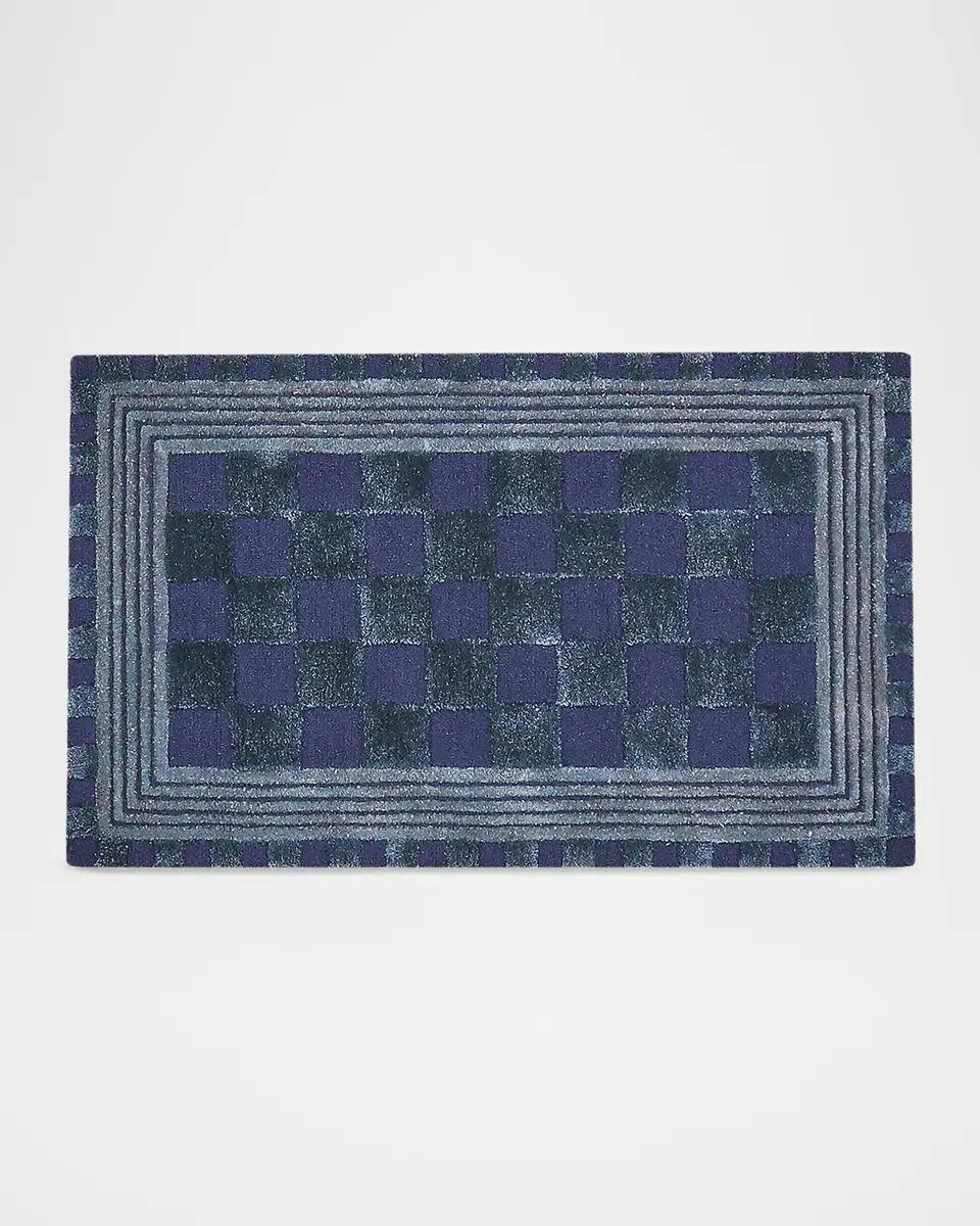MacKenzie-Childs Indigo Blue Tonal Check Rug, 2 ' x 4 ' | Thumbnail 2 MacKenzie-Childs Indigo Blue Tonal Check Rug, 2 ' x 4 ' | Thumbnail 2