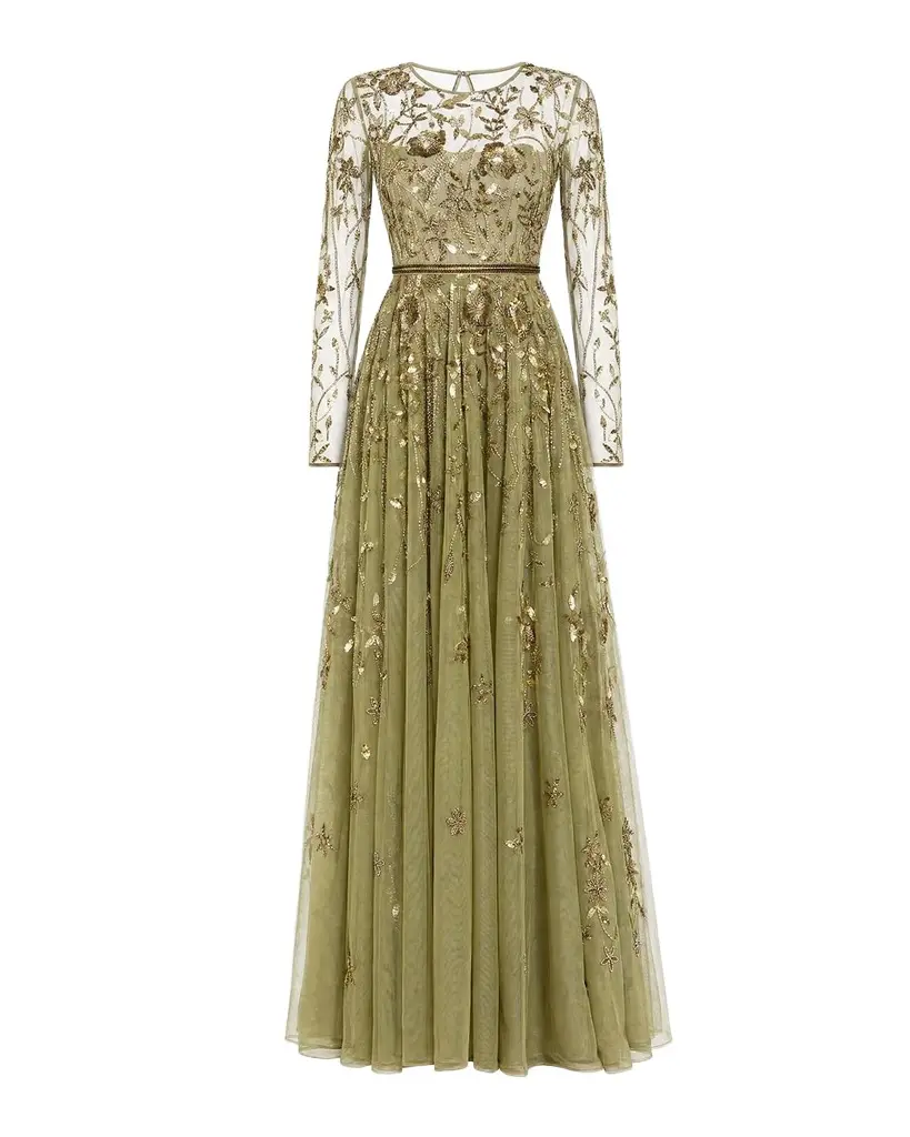 Mac Duggal Embellished Floral-Embroidered Mesh Gown | Image 1 Mac Duggal Embellished Floral-Embroidered Mesh Gown | Image 1