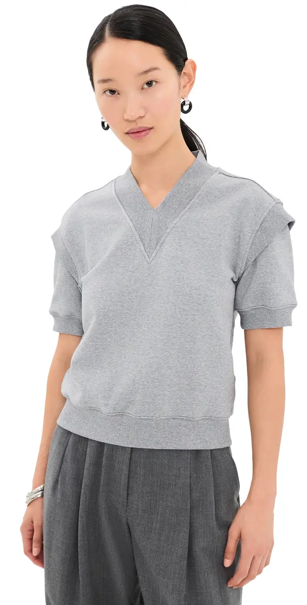 3.1 Phillip Lim V Neck French Terry Top ight Heather Grey | Image 1 3.1 Phillip Lim V Neck French Terry Top ight Heather Grey | Image 1