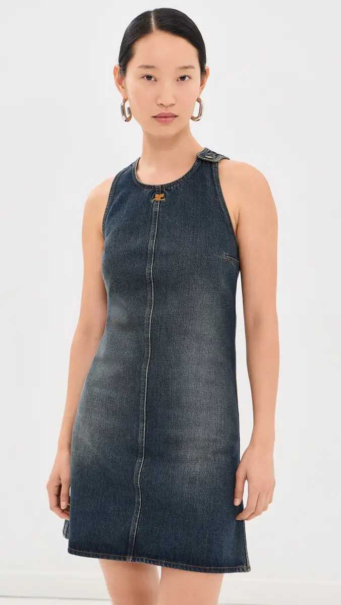 Courrèges Vintage Blue Denim A-Line Mini Dress | Thumbnail 2 Courrèges Vintage Blue Denim A-Line Mini Dress | Thumbnail 2