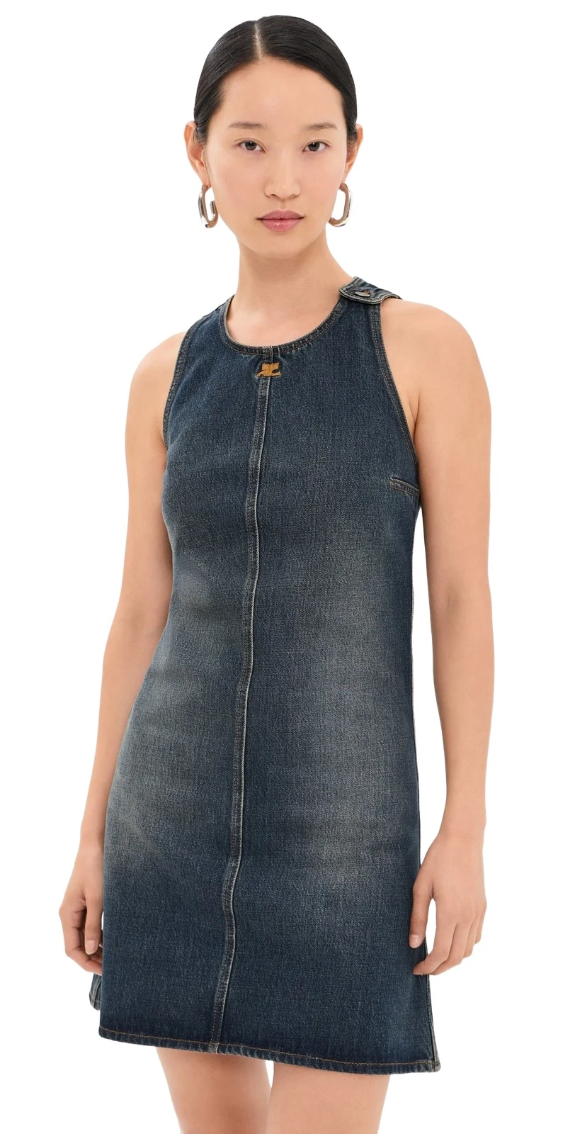 Vintage Blue Denim A-Line Mini Dress