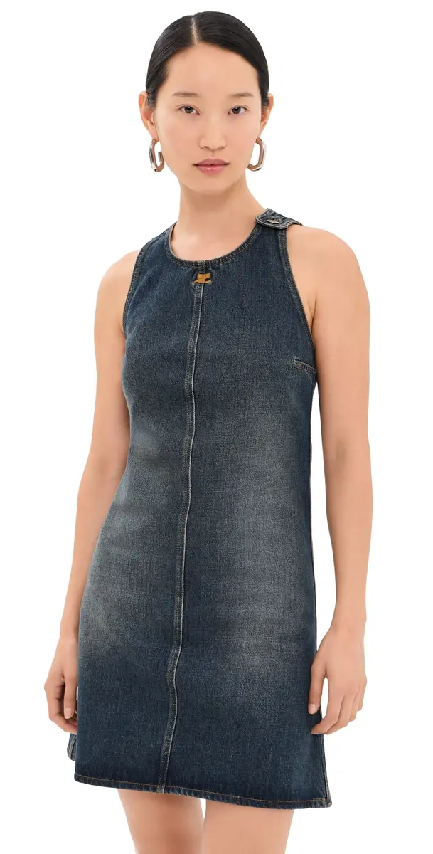 Courrèges Vintage Blue Denim A-Line Mini Dress Vintage Medium Blue | Image 1 Courrèges Vintage Blue Denim A-Line Mini Dress Vintage Medium Blue | Image 1