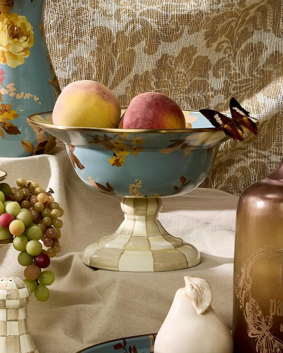 MacKenzie-Childs Wild Rose Slate Large Compote | Thumbnail 2 MacKenzie-Childs Wild Rose Slate Large Compote | Thumbnail 2