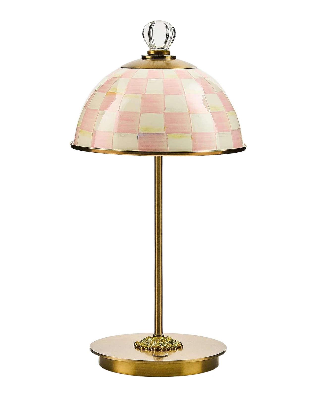 MacKenzie-Childs Rosy Check Rechargeable Dome Table Lamp