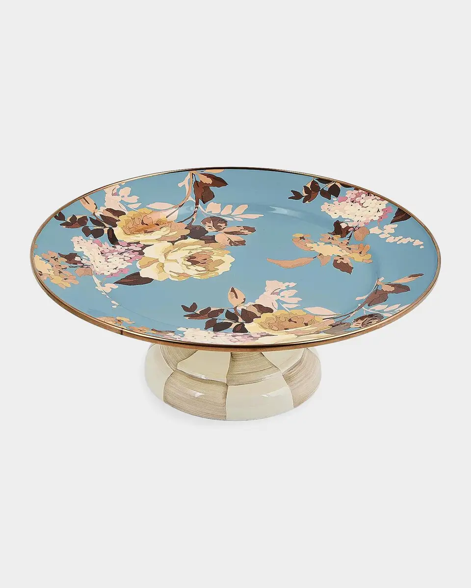 MacKenzie-Childs Wild Rose Slate Small Pedestal Platter | Thumbnail 2 MacKenzie-Childs Wild Rose Slate Small Pedestal Platter | Thumbnail 2