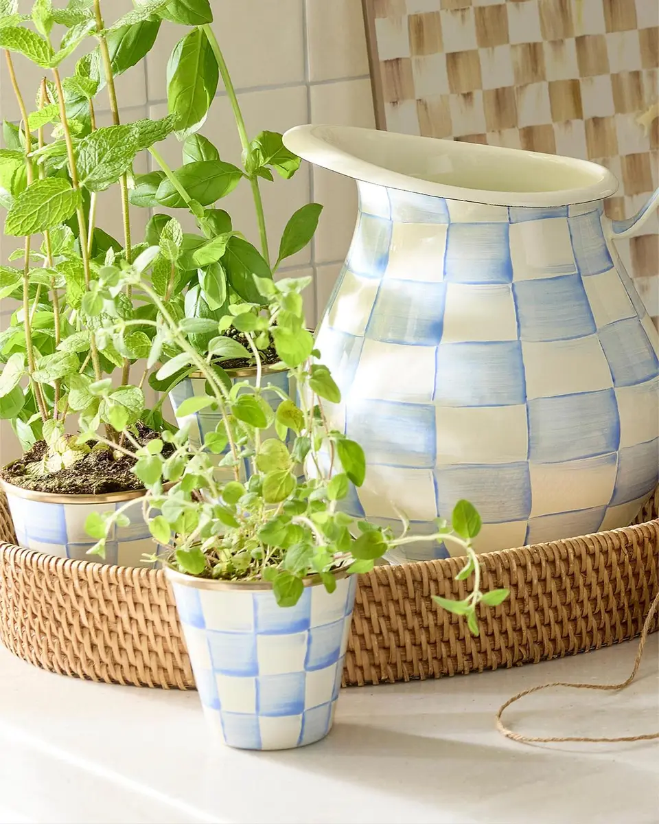 MacKenzie-Childs Sky Check 3-Piece Herb Pot Set | Thumbnail 5 MacKenzie-Childs Sky Check 3-Piece Herb Pot Set | Thumbnail 5