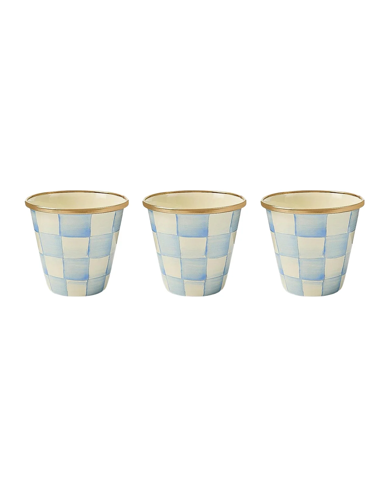 MacKenzie-Childs Sky Check 3-Piece Herb Pot Set