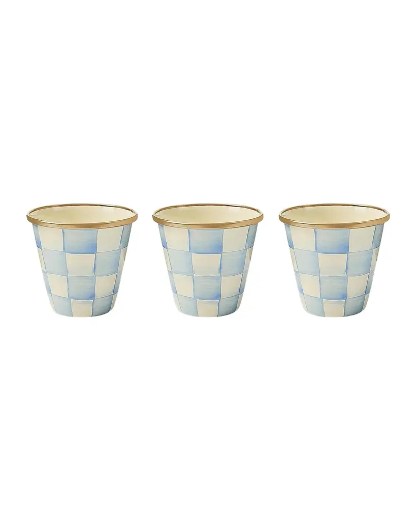MacKenzie-Childs Sky Check 3-Piece Herb Pot Set