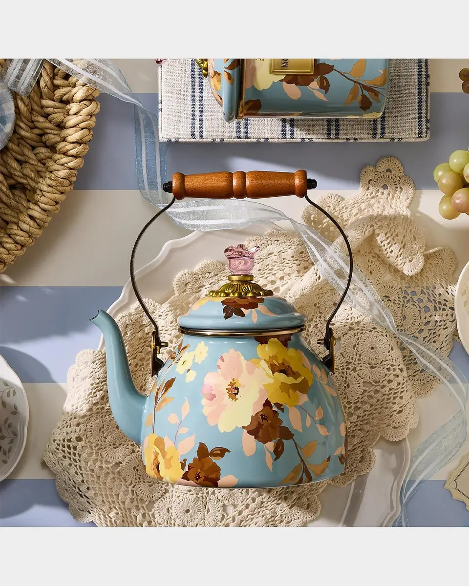 MacKenzie-Childs Wild Rose Slate Small Tea Kettle | Thumbnail 3 MacKenzie-Childs Wild Rose Slate Small Tea Kettle | Thumbnail 3