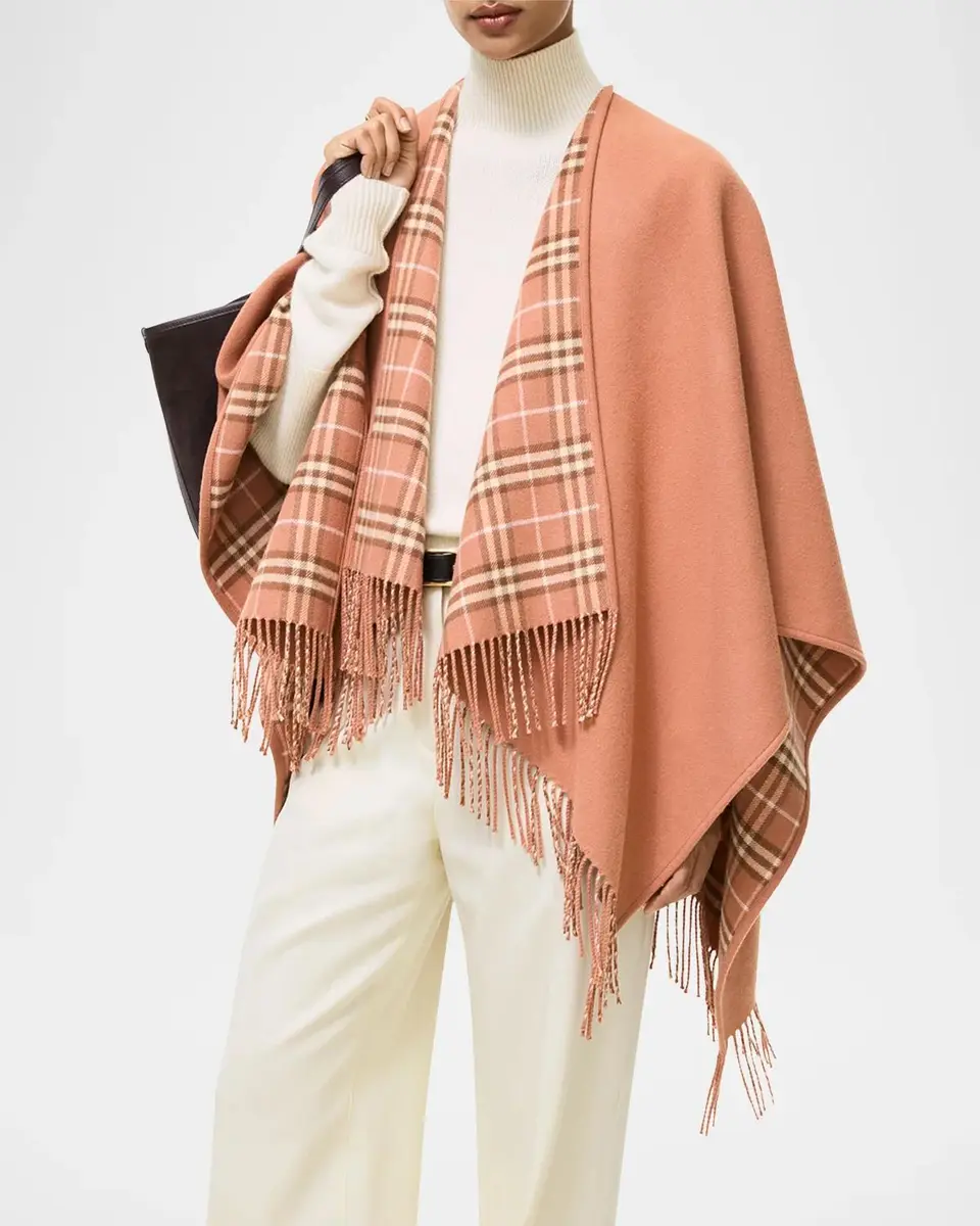 Burberry Reversible Check Wool Cape | Thumbnail 2