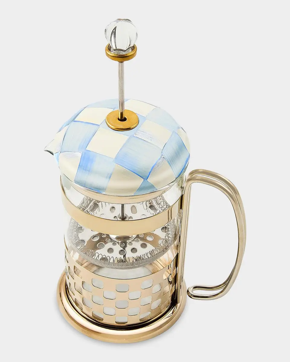 MacKenzie-Childs Sky Check French Press | Thumbnail 3 MacKenzie-Childs Sky Check French Press | Thumbnail 3