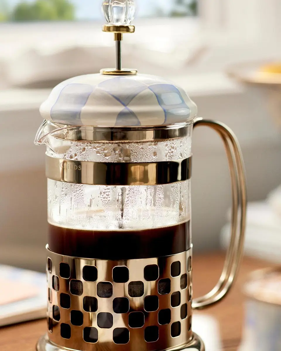 MacKenzie-Childs Sky Check French Press | Thumbnail 4 MacKenzie-Childs Sky Check French Press | Thumbnail 4
