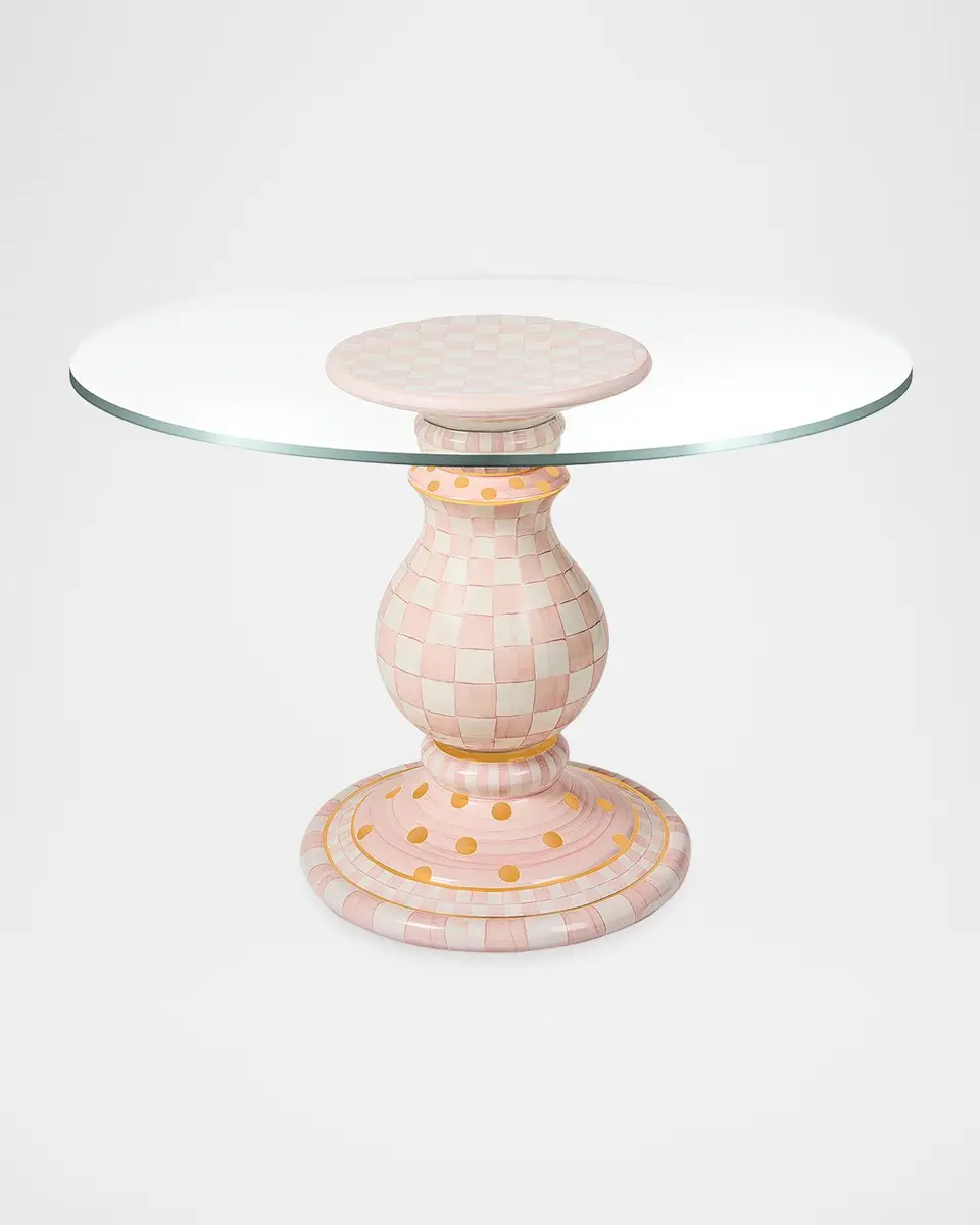 MacKenzie-Childs Rosy Check Ceramic Pedestal Table Base | Thumbnail 2 MacKenzie-Childs Rosy Check Ceramic Pedestal Table Base | Thumbnail 2