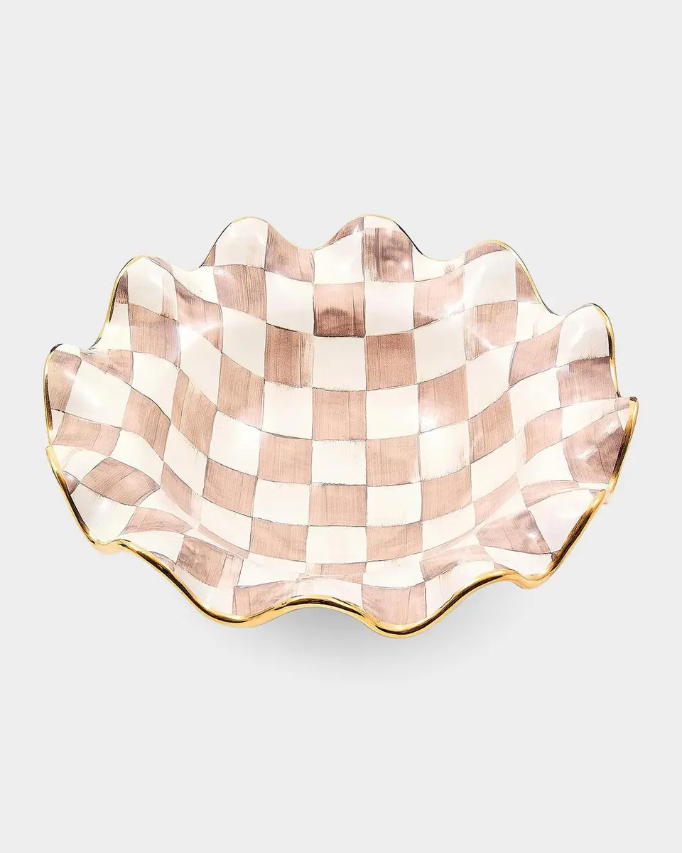 MacKenzie-Childs Mocha Check Ceramic Fluted Serving Bowl | Thumbnail 2 MacKenzie-Childs Mocha Check Ceramic Fluted Serving Bowl | Thumbnail 2
