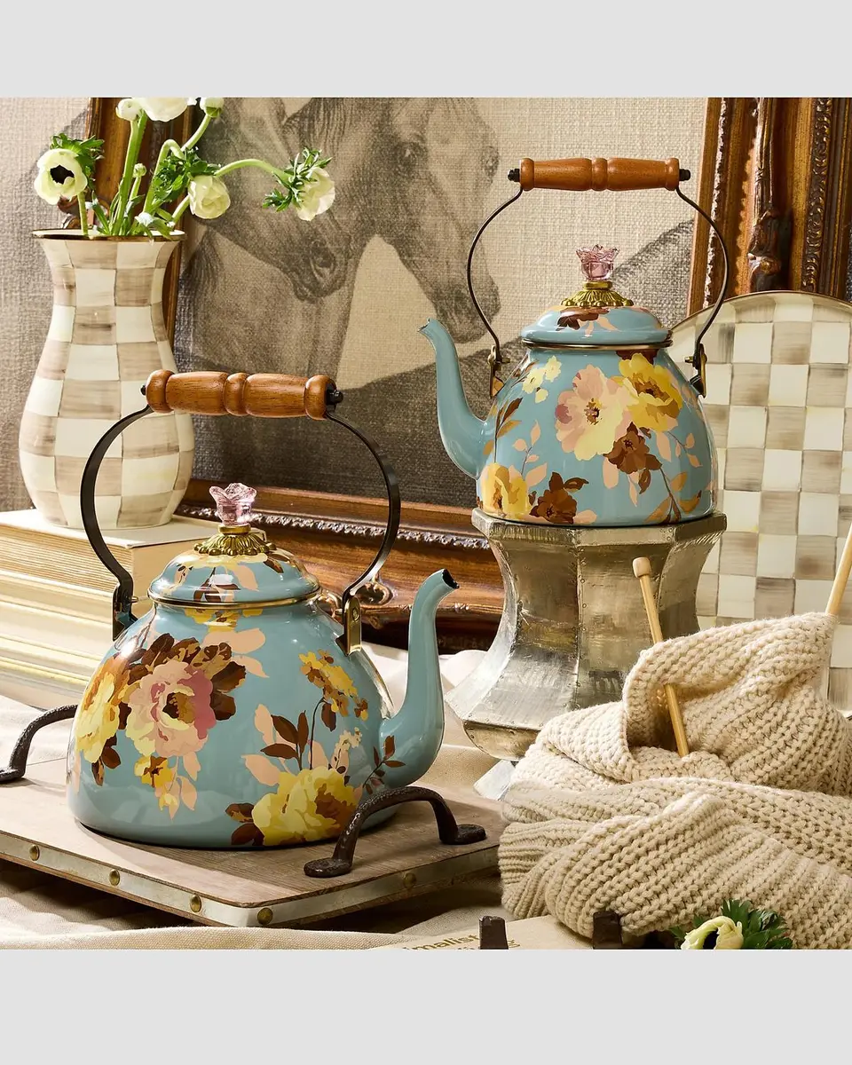 MacKenzie-Childs Wild Rose Slate Large Tea Kettle | Thumbnail 2 MacKenzie-Childs Wild Rose Slate Large Tea Kettle | Thumbnail 2