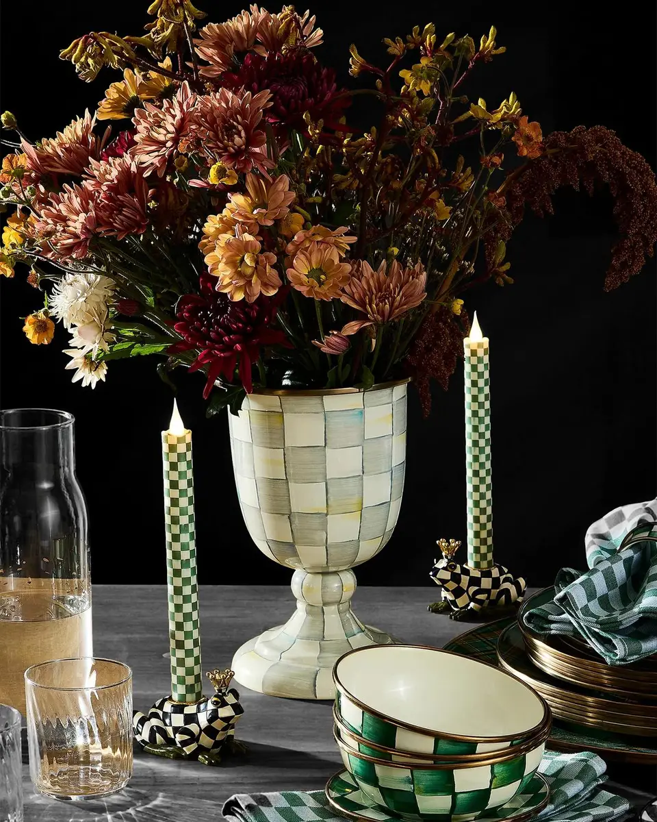 MacKenzie-Childs Sterling Check Pedestal Vase | Thumbnail 2