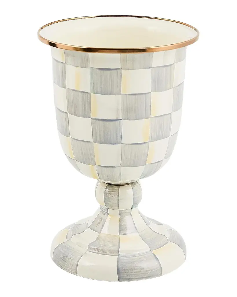 MacKenzie-Childs Sterling Check Pedestal Vase