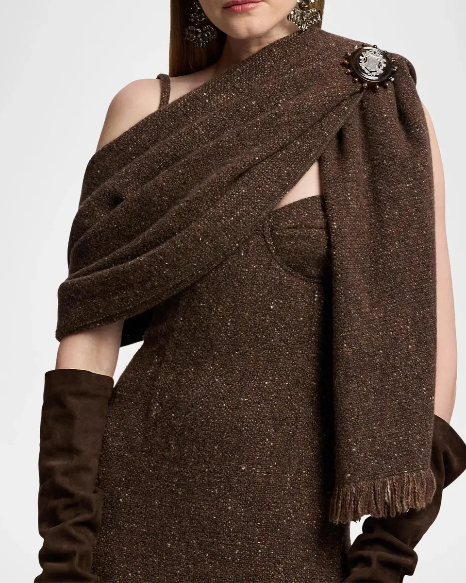 Ralph Lauren Collection Wool-Blend Donegal Tweed Fringe Scarf | Thumbnail 3 Ralph Lauren Collection Wool-Blend Donegal Tweed Fringe Scarf | Thumbnail 3
