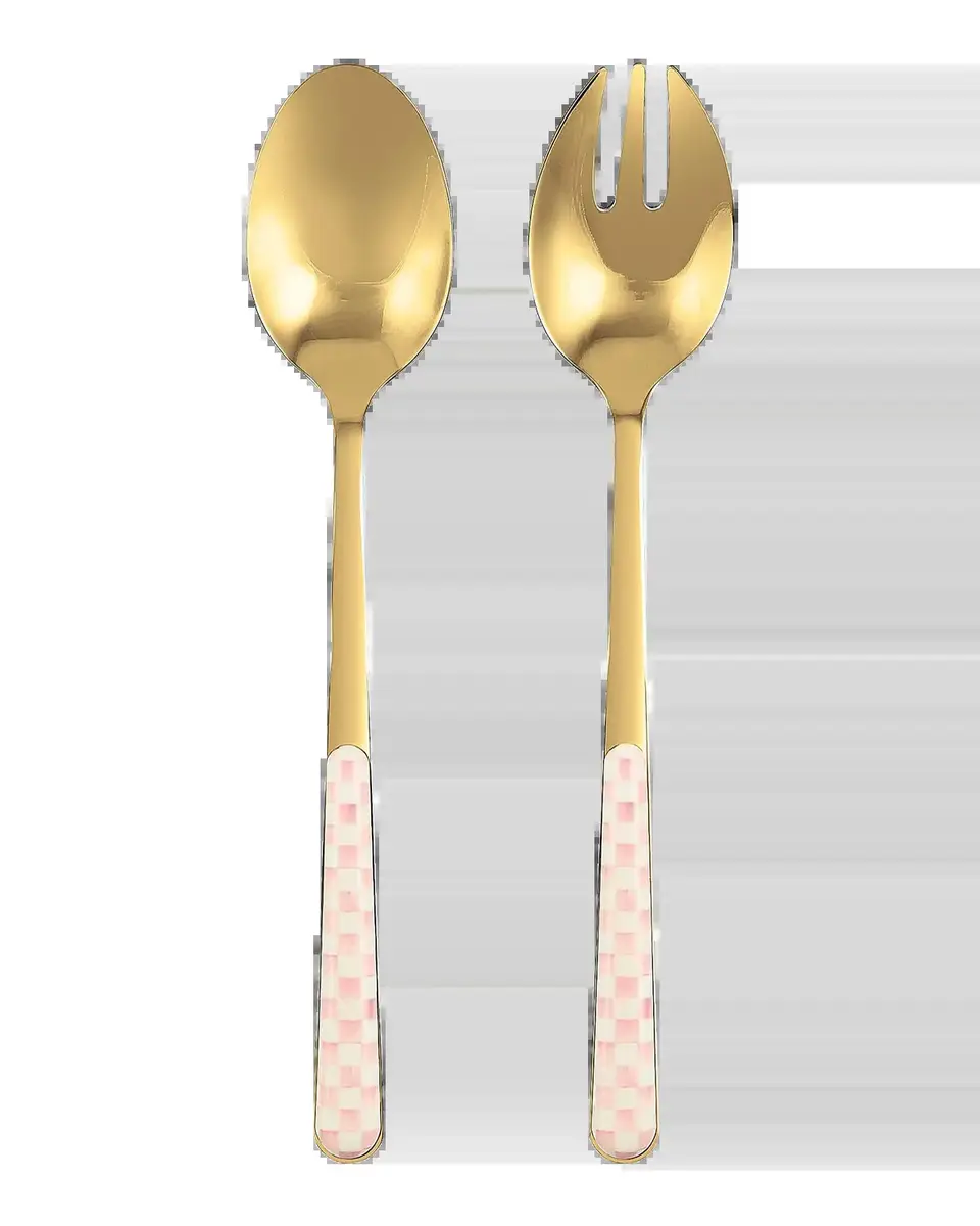 MacKenzie-Childs Rosy Check Bistro 2-Piece Salad Serving Set | Thumbnail 2