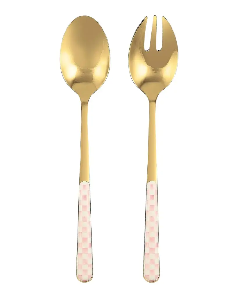 MacKenzie-Childs Rosy Check Bistro 2-Piece Salad Serving Set
