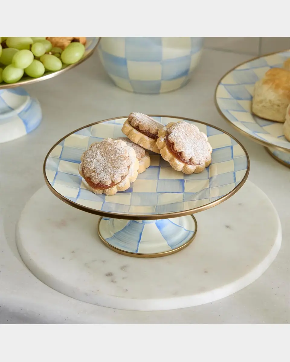 MacKenzie-Childs Sky Check Mini Pedestal Platter | Thumbnail 3