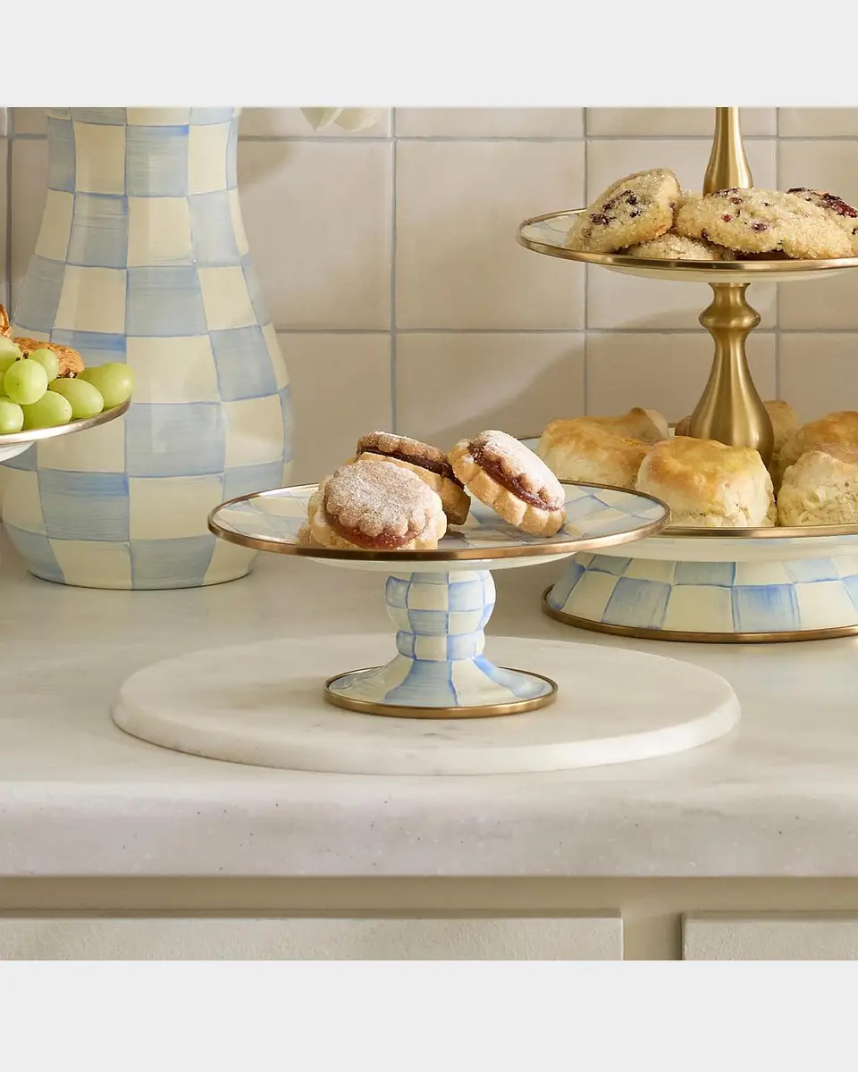 MacKenzie-Childs Sky Check Mini Pedestal Platter | Thumbnail 4