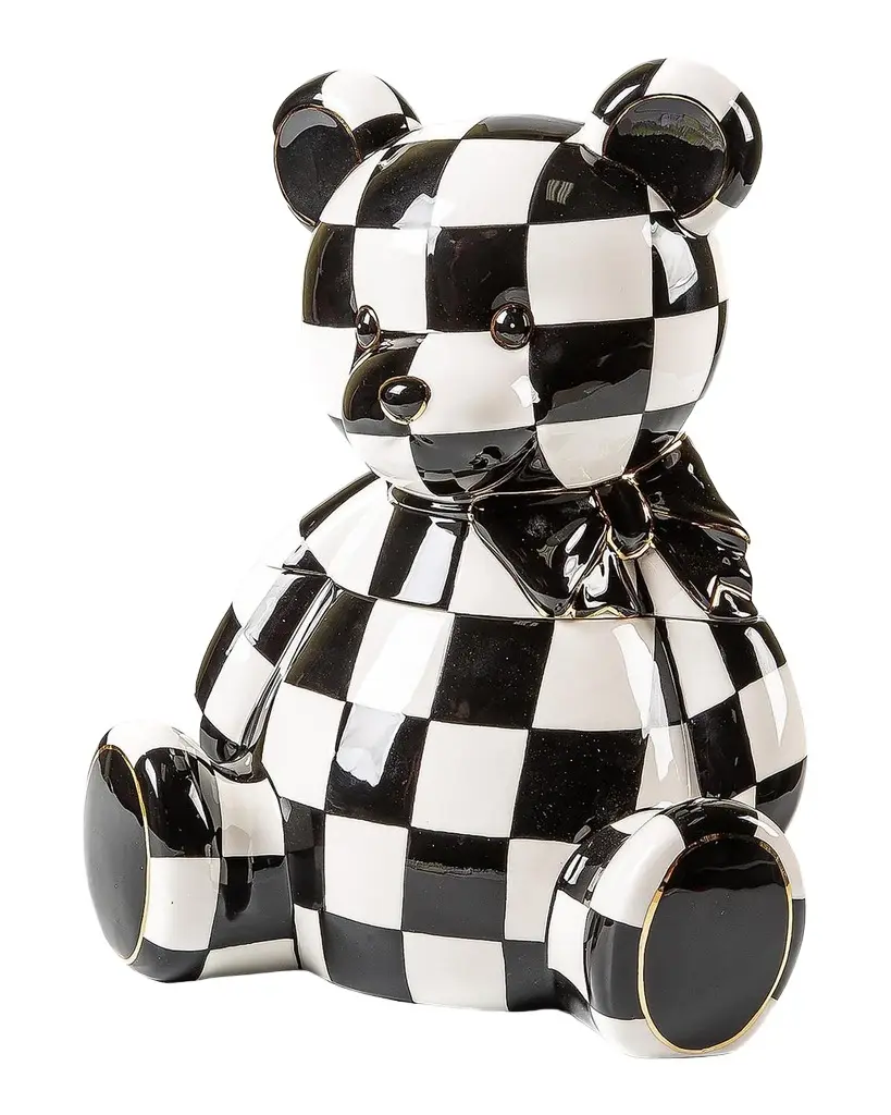 MacKenzie-Childs Courtly Check Bear Cookie Jar | Image 1 MacKenzie-Childs Courtly Check Bear Cookie Jar | Image 1