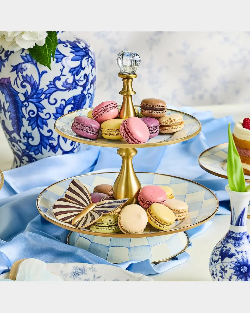 MacKenzie-Childs Sky Check 2-Tier Sweet Stand | Thumbnail 4