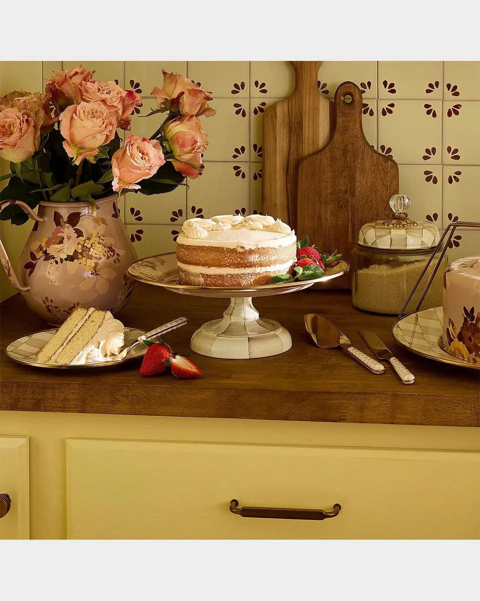 MacKenzie-Childs Wild Rose Mauve Small Pedestal Platter | Thumbnail 3 MacKenzie-Childs Wild Rose Mauve Small Pedestal Platter | Thumbnail 3