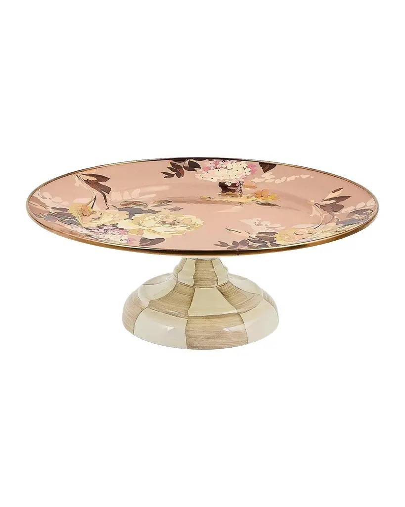 MacKenzie-Childs Wild Rose Mauve Small Pedestal Platter